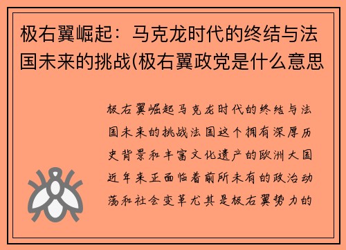 极右翼崛起：马克龙时代的终结与法国未来的挑战(极右翼政党是什么意思)